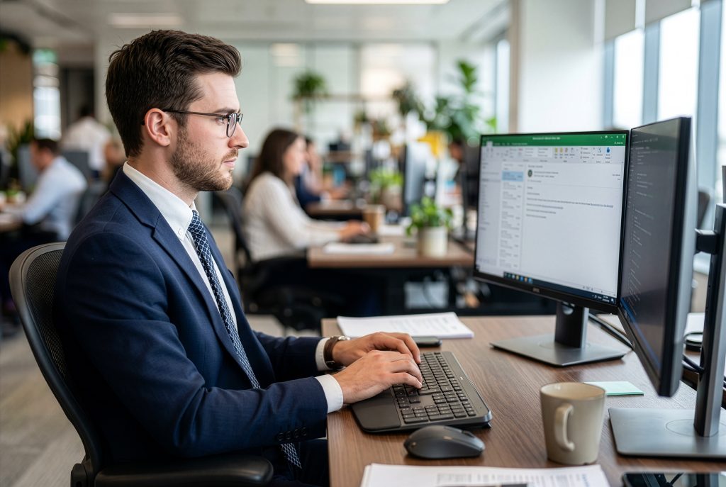 Company database on computer